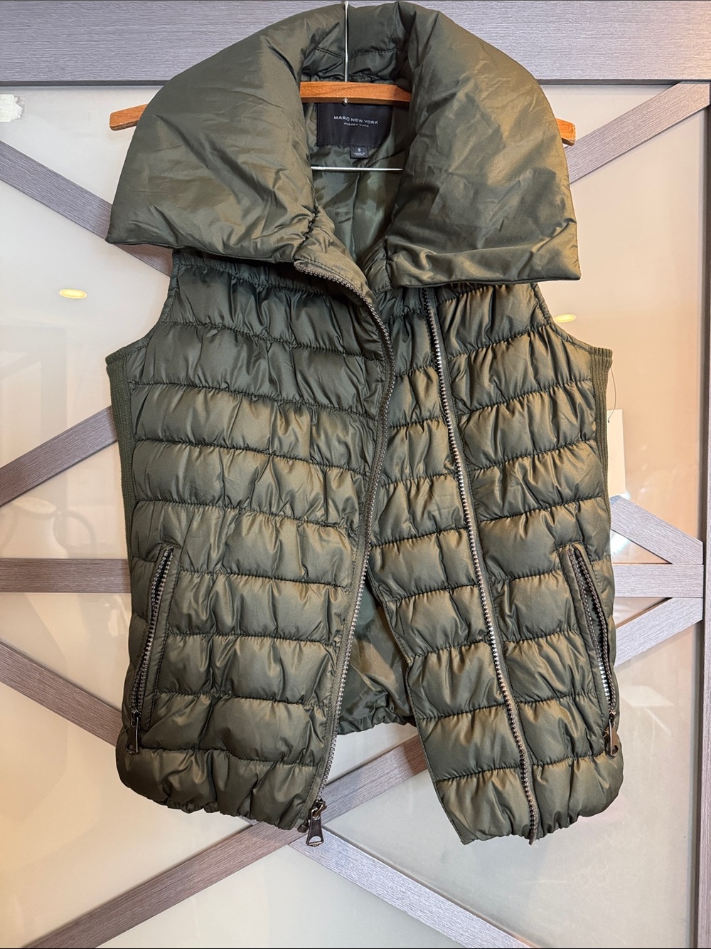 Andrew Marc Olive Green Quilted Puffer Vest NWT